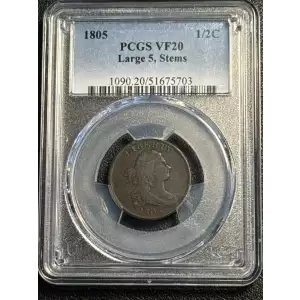 1805 1/2C Large 5, Stems, BN