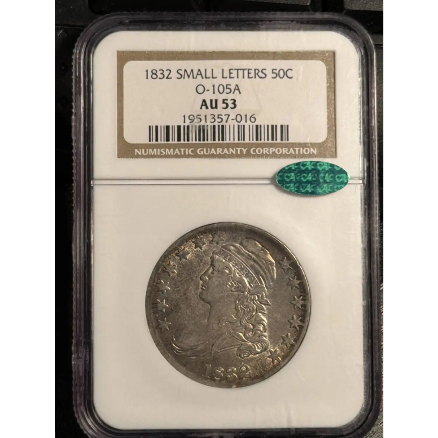 1832 Capped Bust Half Dollars NGC AU-53 SMALL O-105A CAC - Brian ...