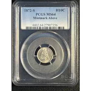 1872-S H10C Mintmark Above Bow