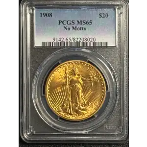 1908 $20 No Motto