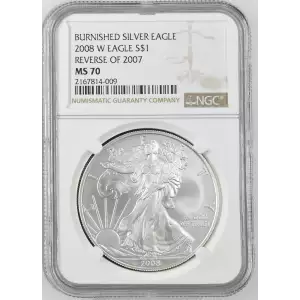 2008 W BURNISHED SILVER EAGLE REVERSE OF 2007 (2)