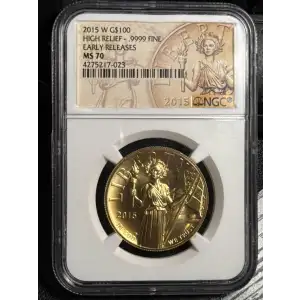 2015 HIGH RELIEF - .9999 FINE EARLY RELEASES AMERICAN LIBERTY SERIES