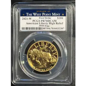 2021-W $100 American Liberty High Relief .9999 Fine First Strike, DCAM