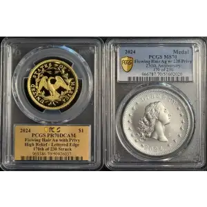 2024 $1 Flowing Hair Au with Privy High Relief 230th Anniversary, DCAM (2)
