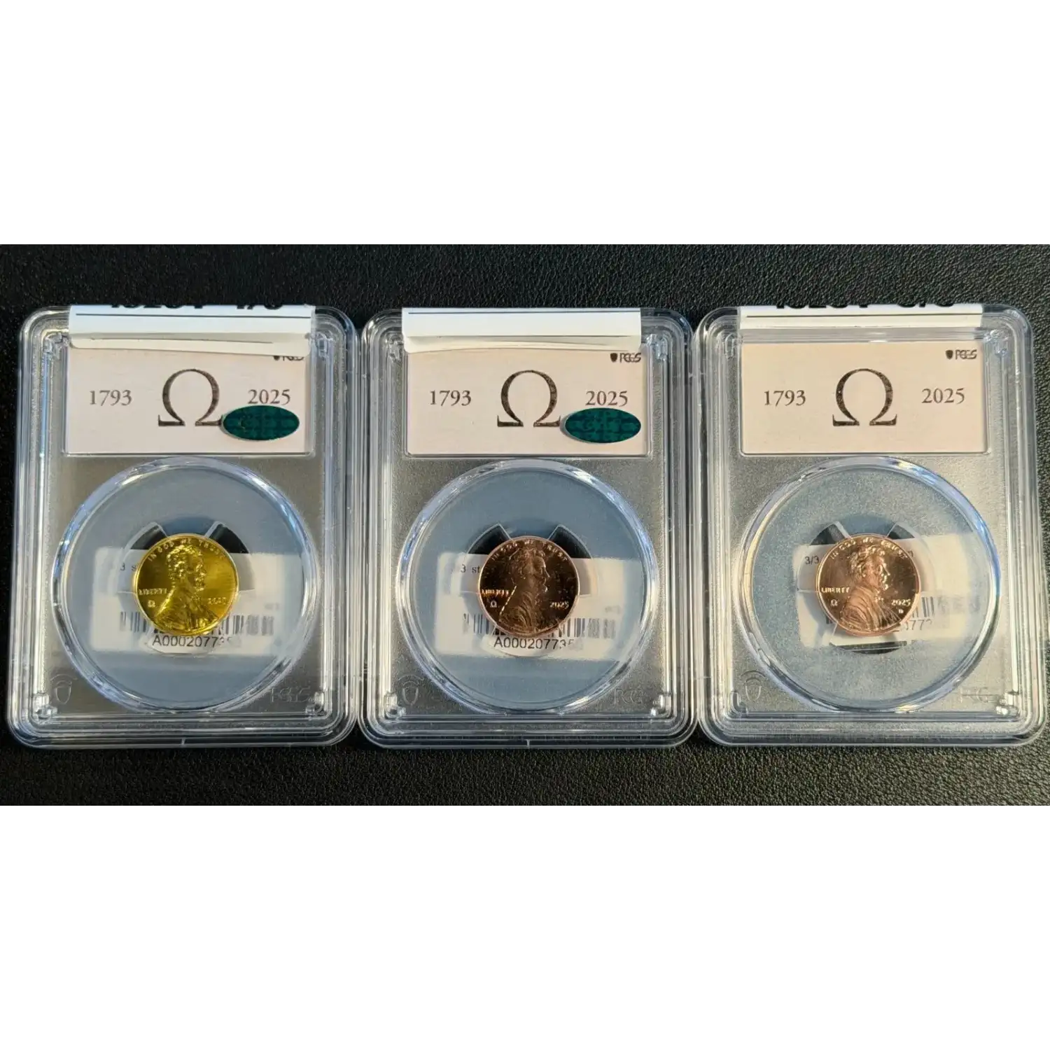 2025 Lincoln Memorial Cent PCGS MS-69 69CAC, 65 CAC, 66 Omega Privy 3 COIN SET CAC