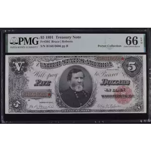 $5 1891 Small Red Treasury or Coin Notes 364