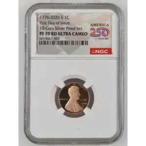 1776-2026 First Day of Issue 10-Coin Silver Proof Set RD ULTRA CAMEO (2)