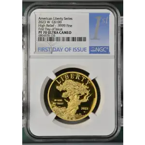 2023 W High Relief - .9999 Fine First Day of Issue American Liberty Series ULTRA CAMEO (2)