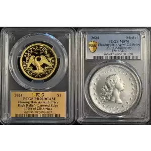 2024 $1 Flowing Hair Au with Privy High Relief 230th Anniversary, DCAM (2)