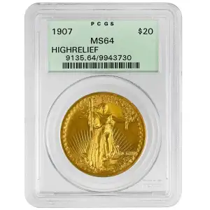 1907 $20 High Relief, Wire Edge