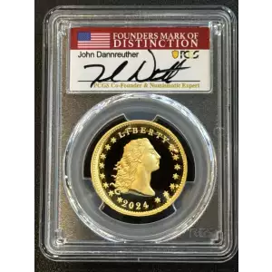 2024 $1 Flowing Hair High Relief Au 230th Anniversary Advanced Release John Dannreuthe, DCAM