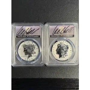 2023-S $1 Morgan Dollar Rev PR  Two-Coin Reverse Proof Set FDI David Hall Signatur