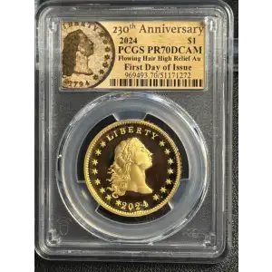 2024 $1 Flowing Hair High Relief Au 230th Anniversary First Day of Issue, DCAM