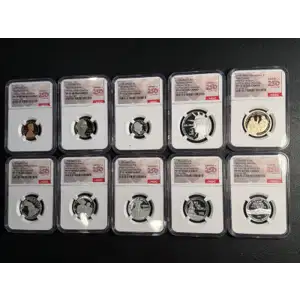 1776-2026 First Day of Issue 10-Coin Silver Proof Set RD ULTRA CAMEO