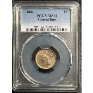 1860 1C Pointed Bust