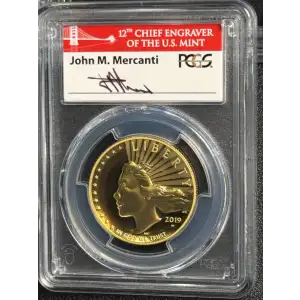 2019-W (2021) $100 High Relief Enhanced .9999 Fine WP Mint Hoard Mercanti SF signature, DMPL