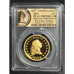 2024 $1 Flowing Hair High Relief Au 230th Anniversary First Day of Issue, DCAM