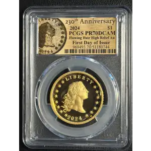 2024 $1 Flowing Hair High Relief Au 230th Anniversary First Day of Issue, DCAM