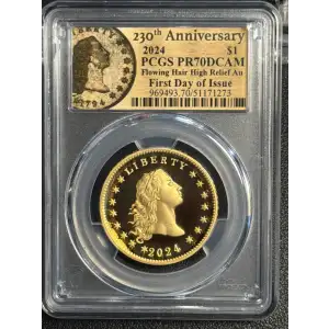 2024 $1 Flowing Hair High Relief Au 230th Anniversary First Day of Issue, DCAM