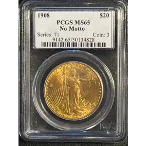 1908 $20 No Motto