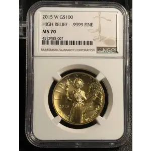 2015 HIGH RELIEF - .9999 FINE AMERICAN LIBERTY SERIES