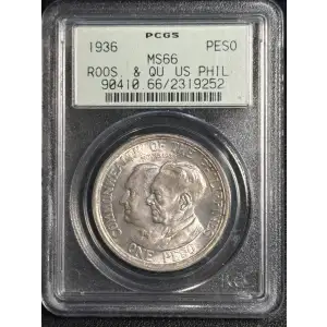 1936-M Peso Roosevelt-Quezon KM-177  Ag