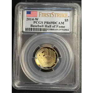 2014-W $5 Baseball Hall of Fame First Strike, DCAM