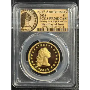 2024 $1 Flowing Hair High Relief Au 230th Anniversary First Day of Issue, DCAM