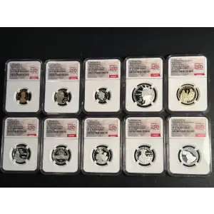 1776-2026 First Day of Issue 10-Coin Silver Proof Set RD ULTRA CAMEO