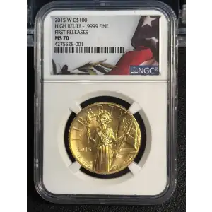 2015 HIGH RELIEF - .9999 FINE FIRST RELEASES AMERICAN LIBERTY SERIES